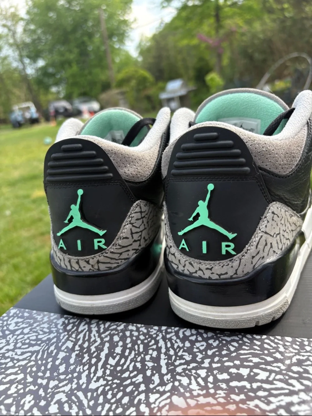 Jordan Retro Sneakers Black/Gray with Teal Accents - Picture 5 of 5
